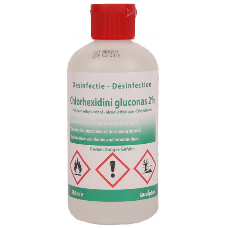 Ongewijzigd oriëntatie martelen Chloorhexidine 2% (70% alcohol) 250 ml - Tomcare