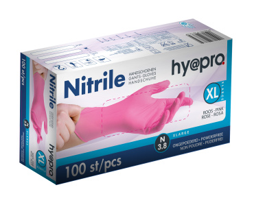 Hy@pro Soft Nitrile poedervrij roze XL (doos 10 x 100 stuks)