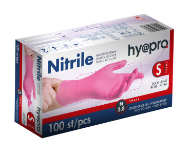 Hy@pro Soft Nitrile poedervrij roze SMALL (doos 10 x 100 stuks)